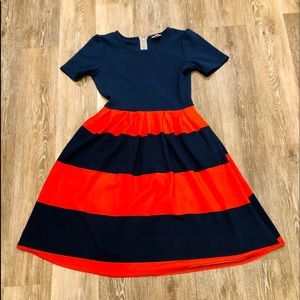 LulaRoe Amelia Navy/Red Dress NWOT